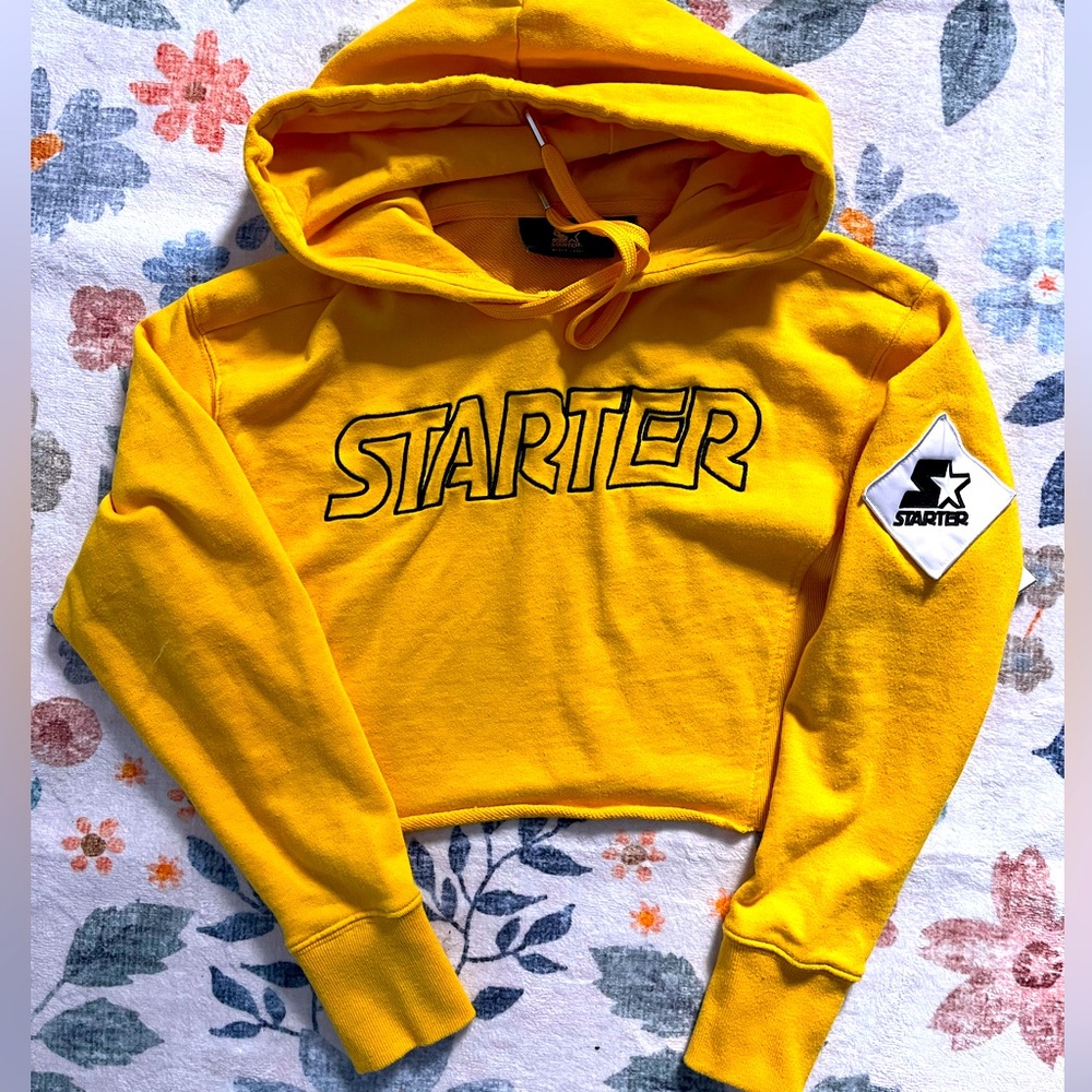 Starter Black Label - Women's Cropped Yellow Hoodie